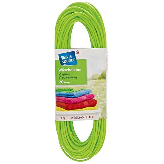 Flink & Sauber Steel Core Clothesline - 20 Meters Weatherproof Laundry Washing Line for Durable Outdoor Clothes Drying by Beauty Care Bag