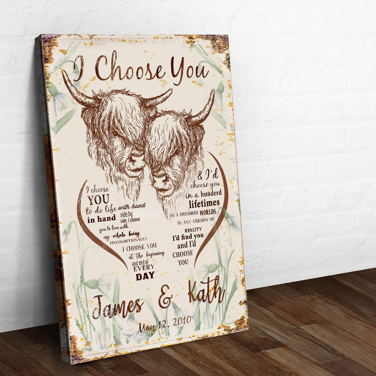 I Choose You Cow Couple Sign by Tailored Canvases