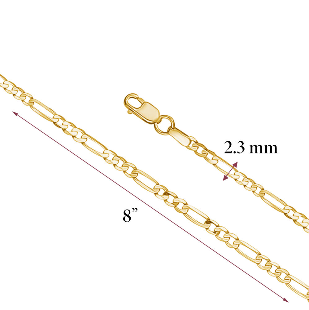 Massete men's 14k gold Figaro bracelet, view 2