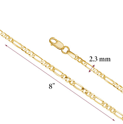 Massete men's 14k gold Figaro bracelet, view 2