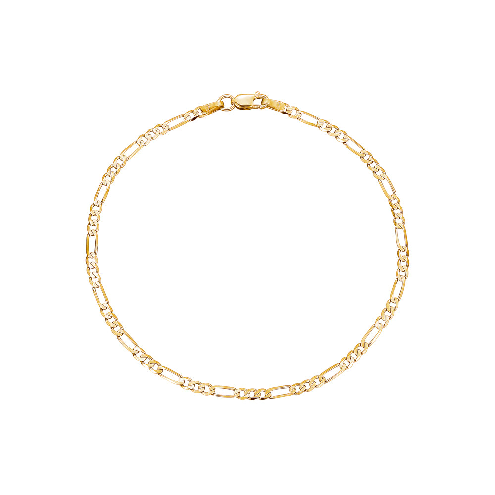 Men's 14k yellow gold Figaro 3+1 link bracelet, 8.25 inch, by Massete