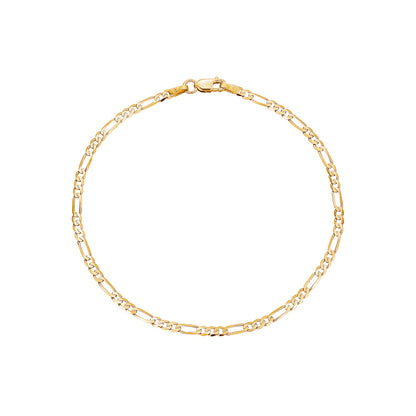 Men's 14k yellow gold Figaro 3+1 link bracelet, 8.25 inch, by Massete
