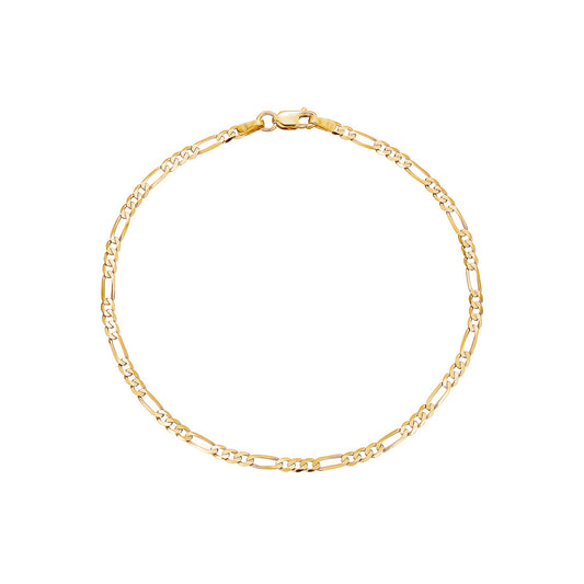 Men's 14k yellow gold Figaro 3+1 link bracelet, 8.25 inch, by Massete