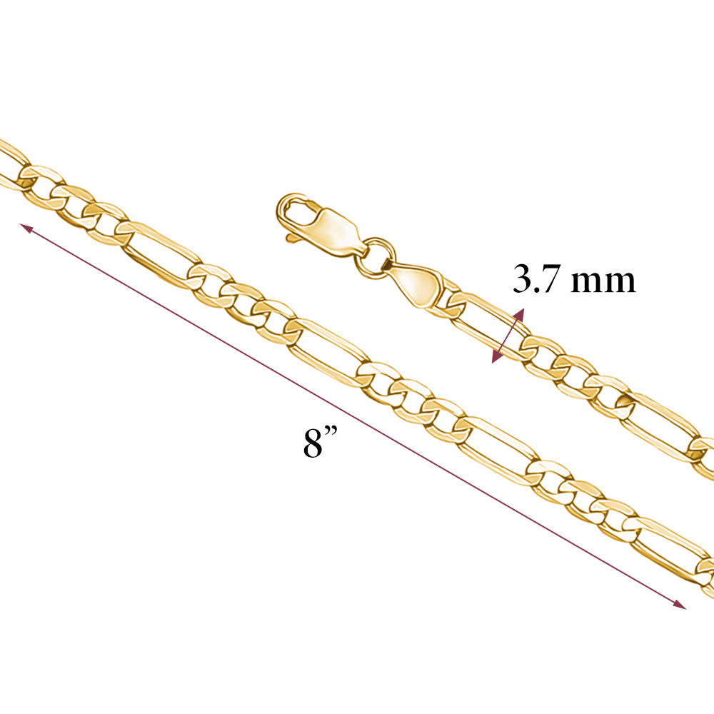 Massete men's 14k gold Figaro bracelet, view 4