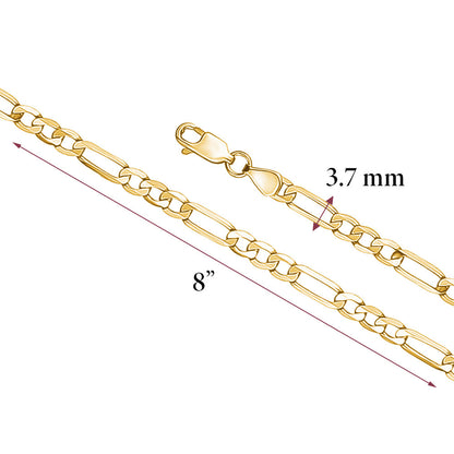 Massete men's 14k gold Figaro bracelet, view 4