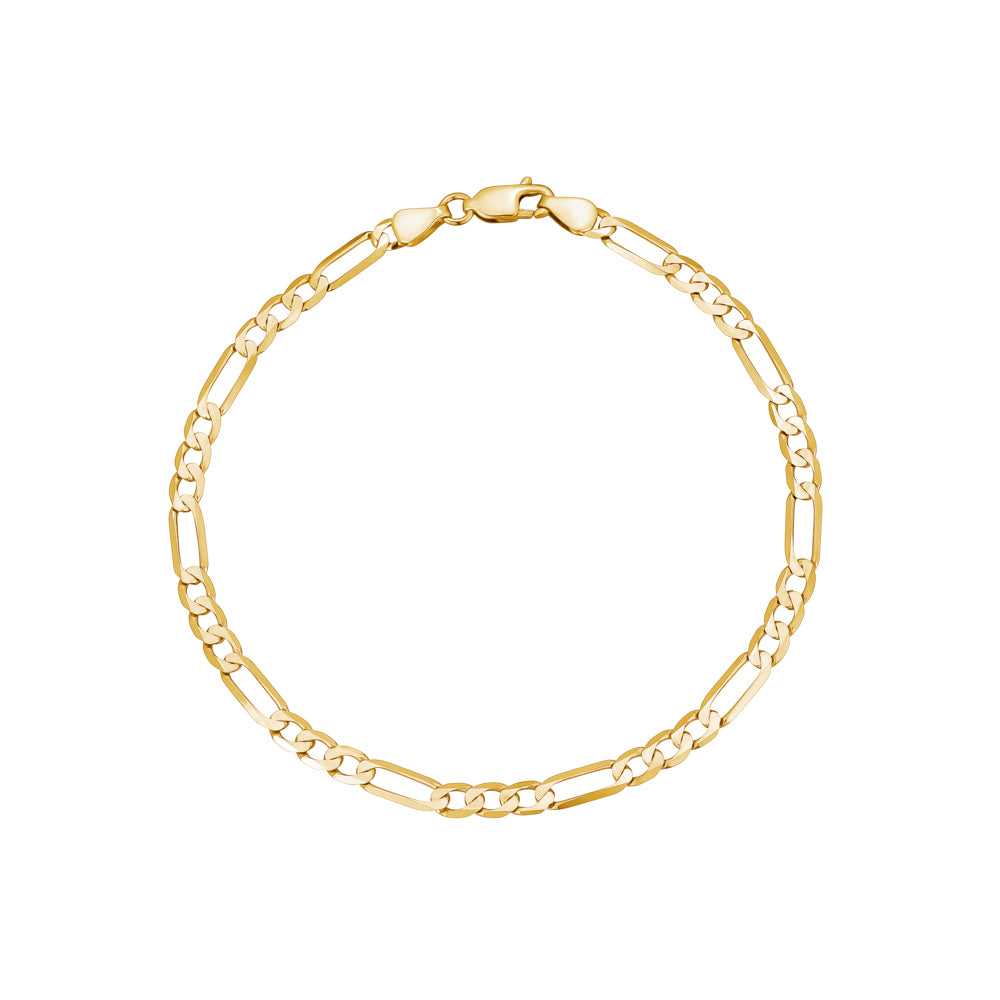 Massete men's 14k gold Figaro bracelet, view 3