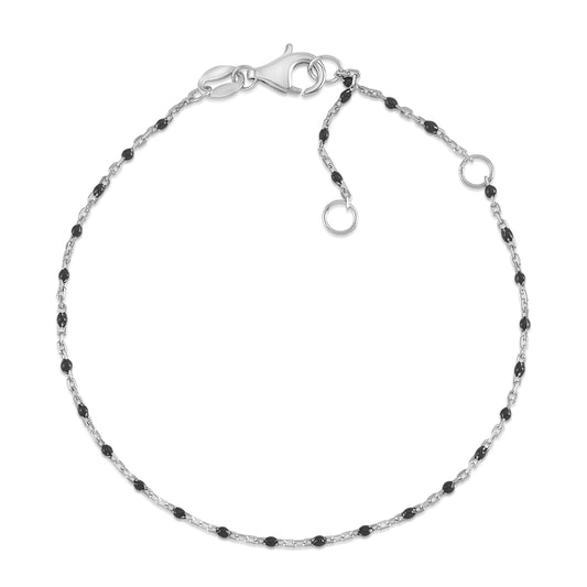 MASSETE Sterling Silver 925 Thin Dew Drop Stacking Bracelet Enamel Cable Chain 7.5" by Massete