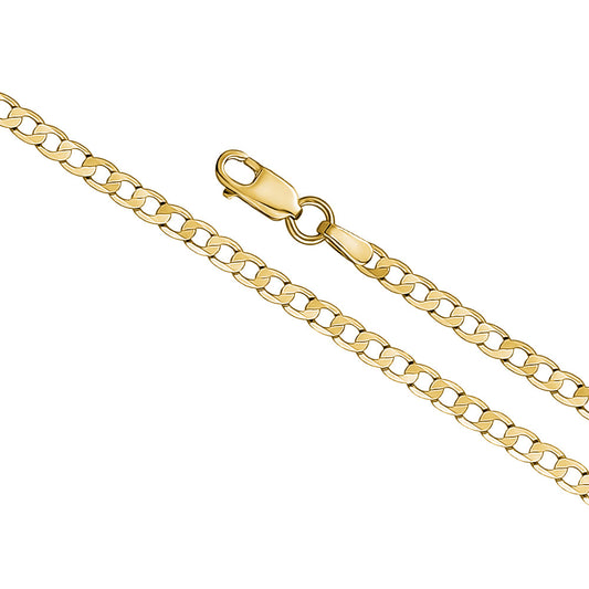 14K Solid Yellow Gold Curb Link Chain Necklace for Men and Women Made in Italy - Width 2.5mm Length 20" by Massete