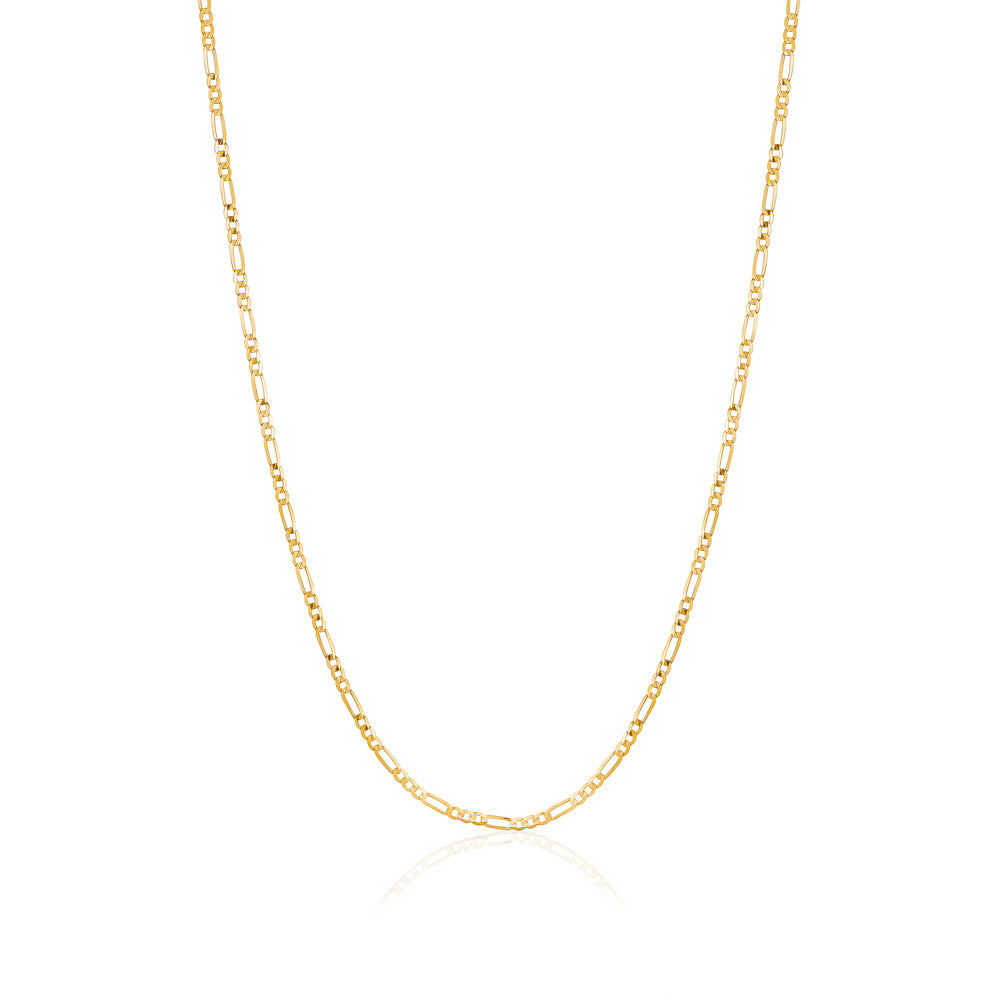 Massete 14k gold Figaro chain, 2mm, 18 inch, view 8