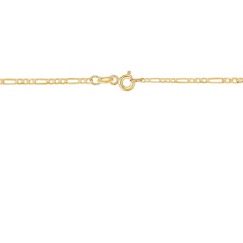 Clasp detail of the Massete 14k gold Figaro chain, 2mm