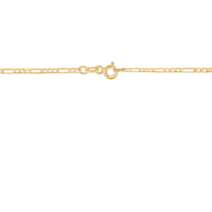 Clasp detail of the Massete 14k gold Figaro chain, 2mm