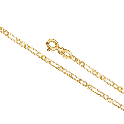 14k yellow gold Figaro 3+1 chain necklace, 2mm, by Massete