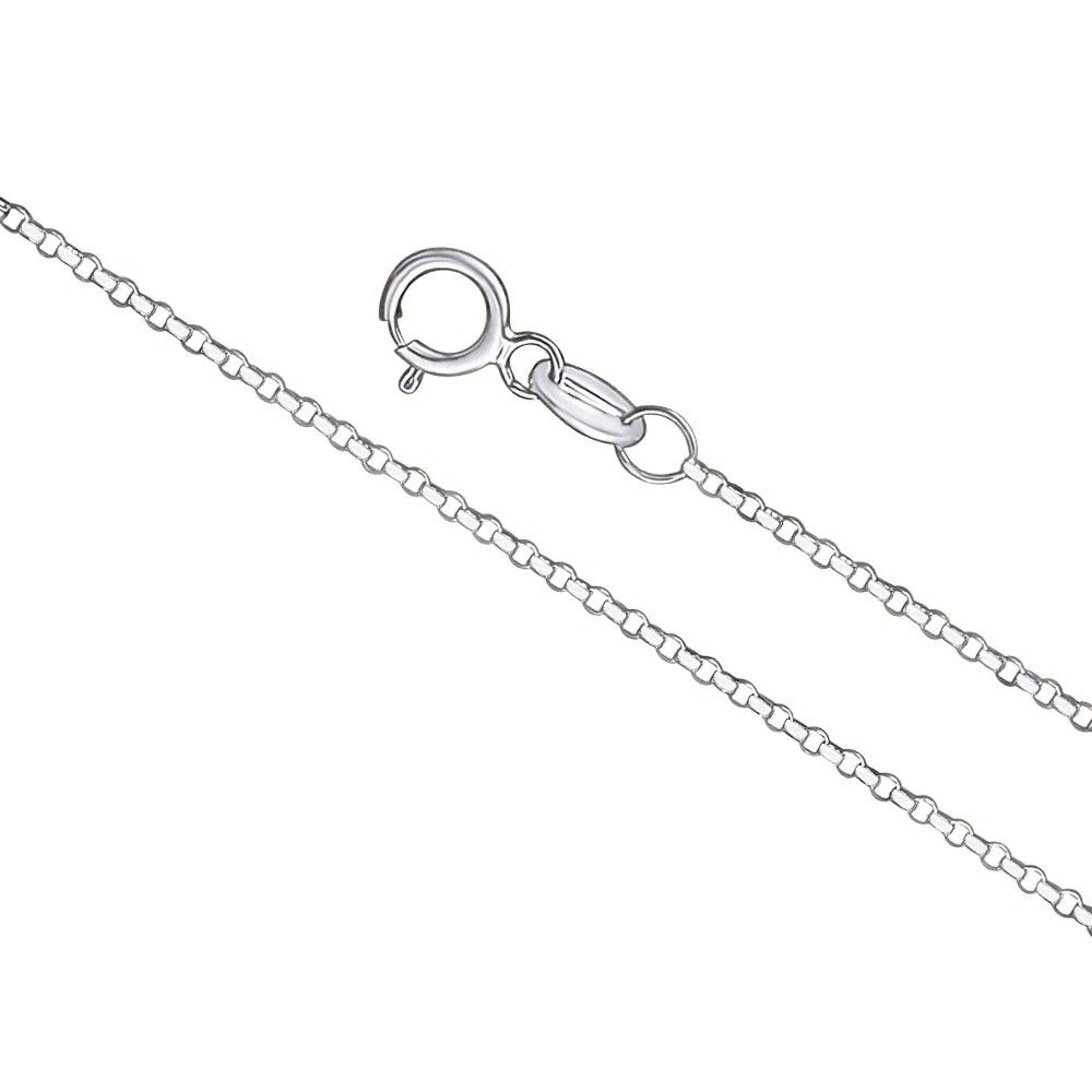 Massete 14k gold rolo chain, 1mm, in white gold, view 5