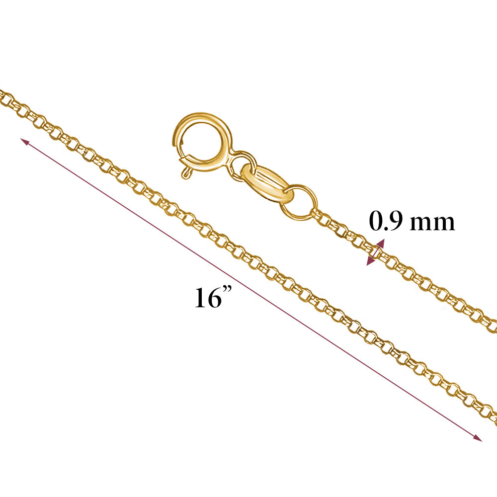 Massete 14k gold rolo chain, 1mm, view 4