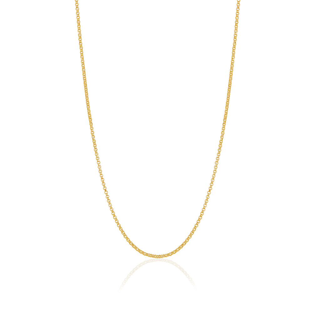14K Solid Yellow Gold Rolo Link Chain Necklace Diamond Cut for Women and Girls Made in Italy - Width 1.5mm Length 16" by Massete