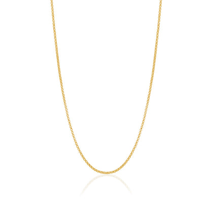 14K Solid Yellow Gold Rolo Link Chain Necklace Diamond Cut for Women and Girls Made in Italy - Width 1.5mm Length 16" by Massete