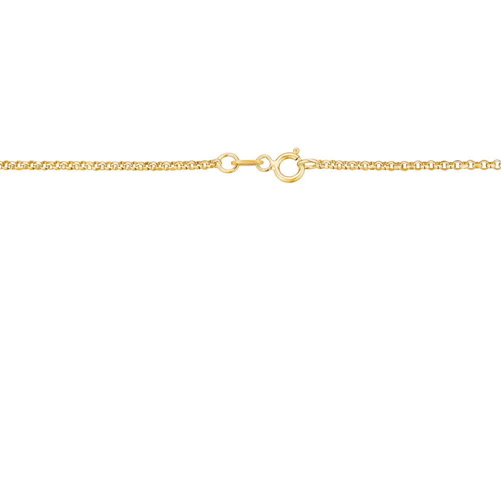 14K Solid Yellow Gold Rolo Link Chain Necklace Diamond Cut for Women and Girls Made in Italy - Width 1.5mm Length 16" by Massete