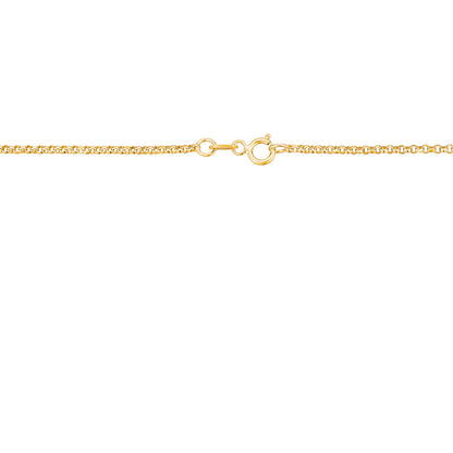 14K Solid Yellow Gold Rolo Link Chain Necklace Diamond Cut for Women and Girls Made in Italy - Width 1.5mm Length 16" by Massete