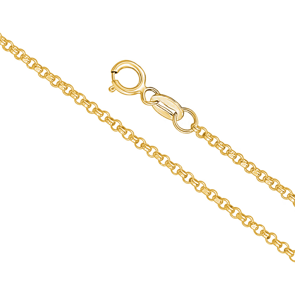 14K Solid Yellow Gold Rolo Link Chain Necklace Diamond Cut for Women and Girls Made in Italy - Width 1.5mm Length 16" by Massete