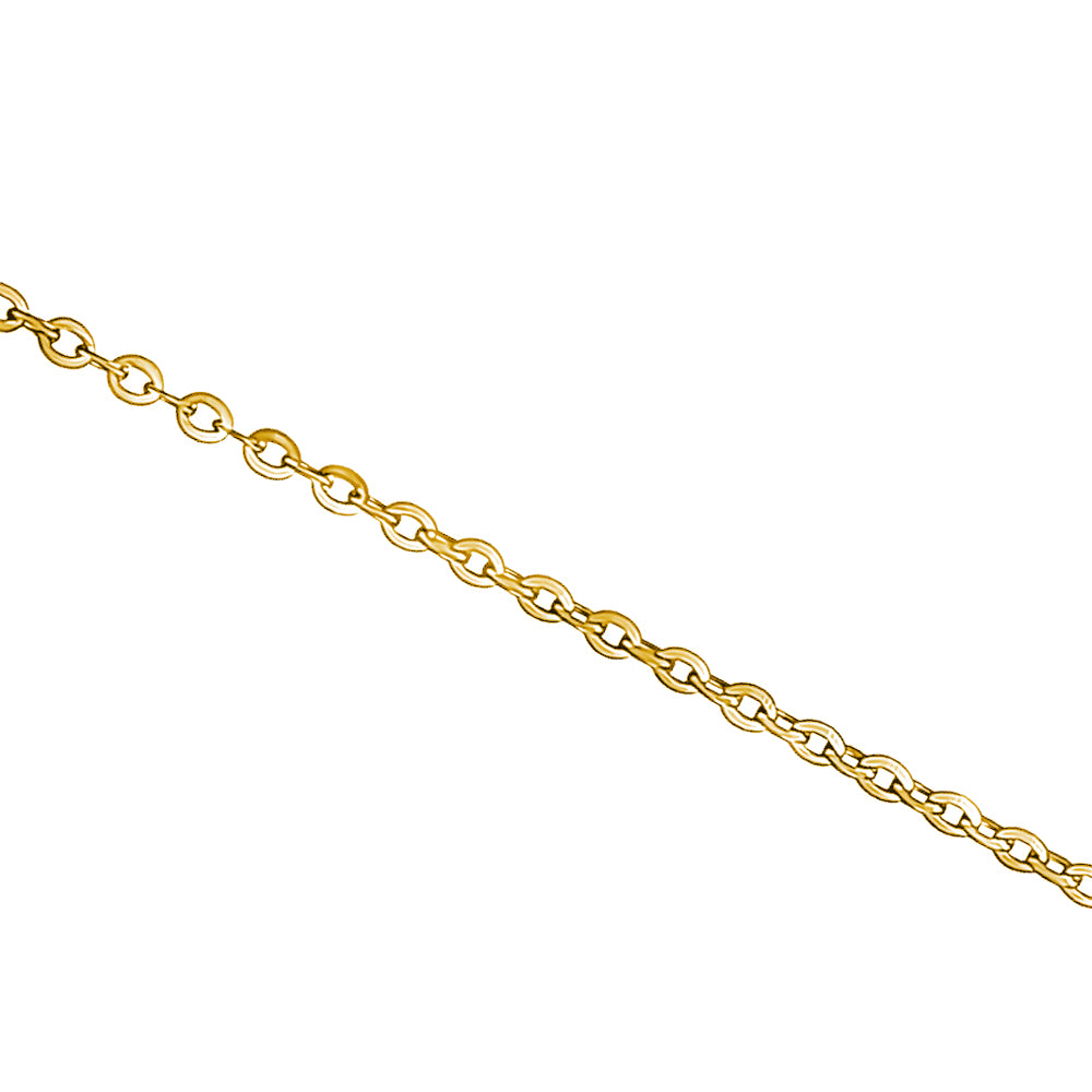 14K Solid Yellow Gold Flat Rolo Chain Necklace for Women and Girls Made in Italy - Width 1.5mm Length 16" by Massete