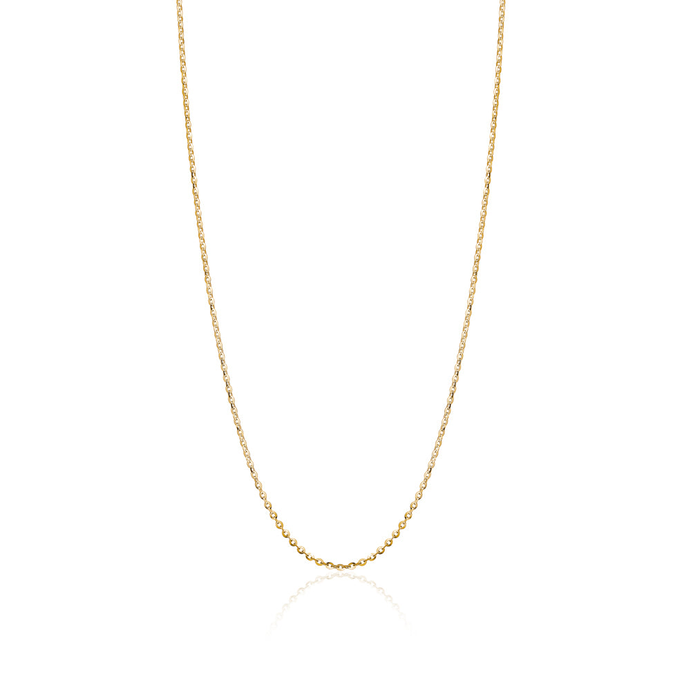 14K Solid Yellow Gold Flat Rolo Chain Necklace for Women and Girls Made in Italy - Width 1.5mm Length 16" by Massete