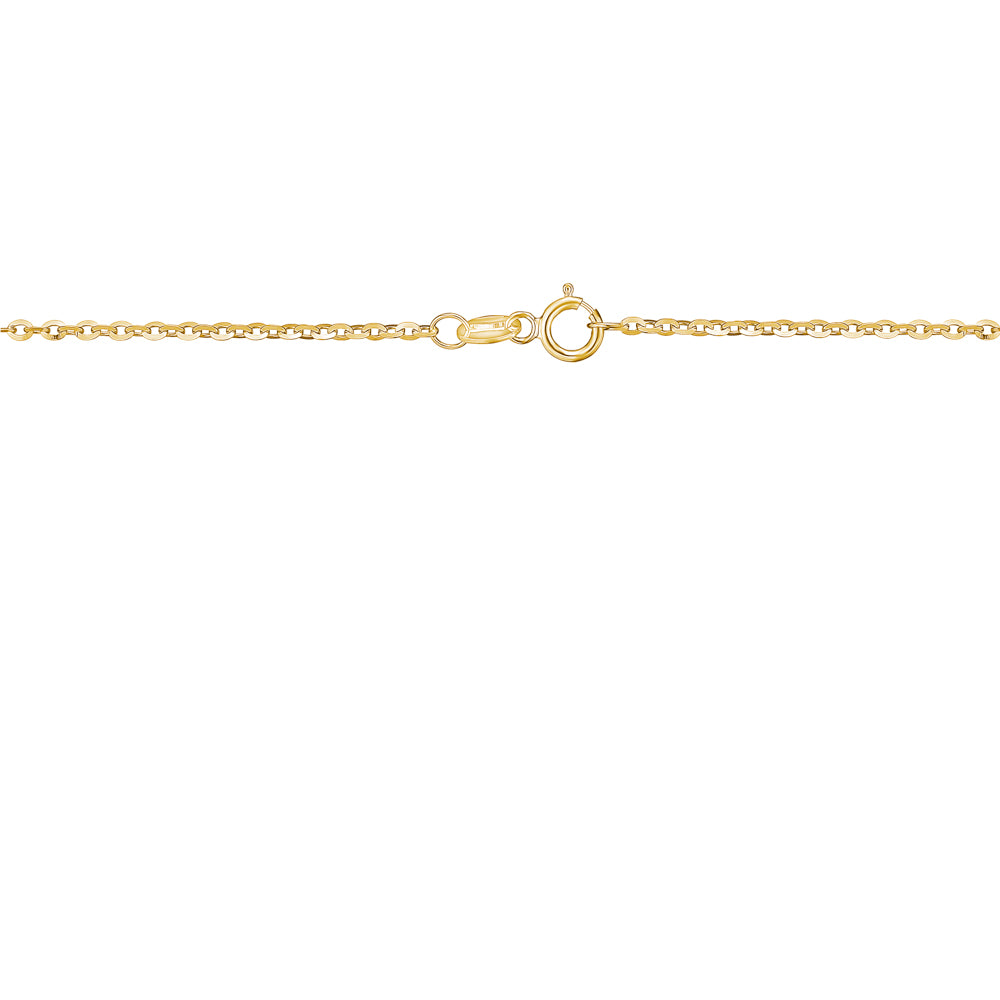 14K Solid Yellow Gold Flat Rolo Chain Necklace for Women and Girls Made in Italy - Width 1.5mm Length 16" by Massete