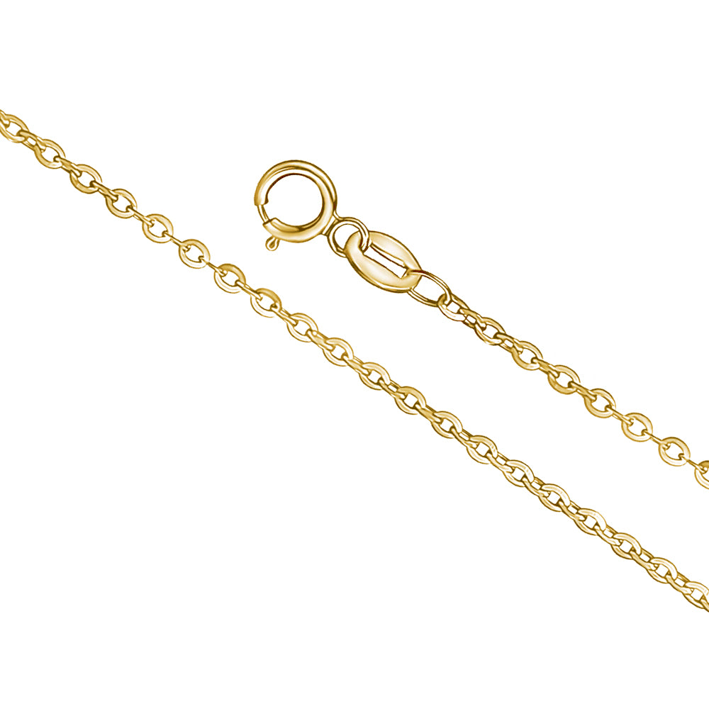 14K Solid Yellow Gold Flat Rolo Chain Necklace for Women and Girls Made in Italy - Width 1.5mm Length 16" by Massete