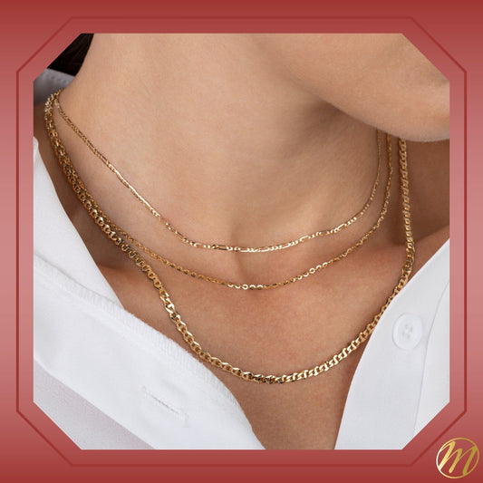 14K Solid Yellow Gold Flat Rolo Chain Necklace for Women and Girls Made in Italy - Width 1.5mm Length 16" by Massete