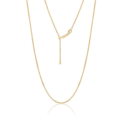 14K Solid Yellow Gold Wheat Chain Necklace Braided Adjustable Length Slider for Men and Women Made in Italy - Width 1mm Length 22" by Massete