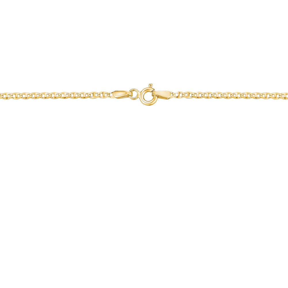 14K Solid Yellow Gold Flat Mariner Chain Necklace for Women and Girls Made in Italy - Width 2mm Length 18" by Massete