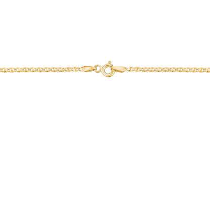 14K Solid Yellow Gold Flat Mariner Chain Necklace for Women and Girls Made in Italy - Width 2mm Length 18" by Massete
