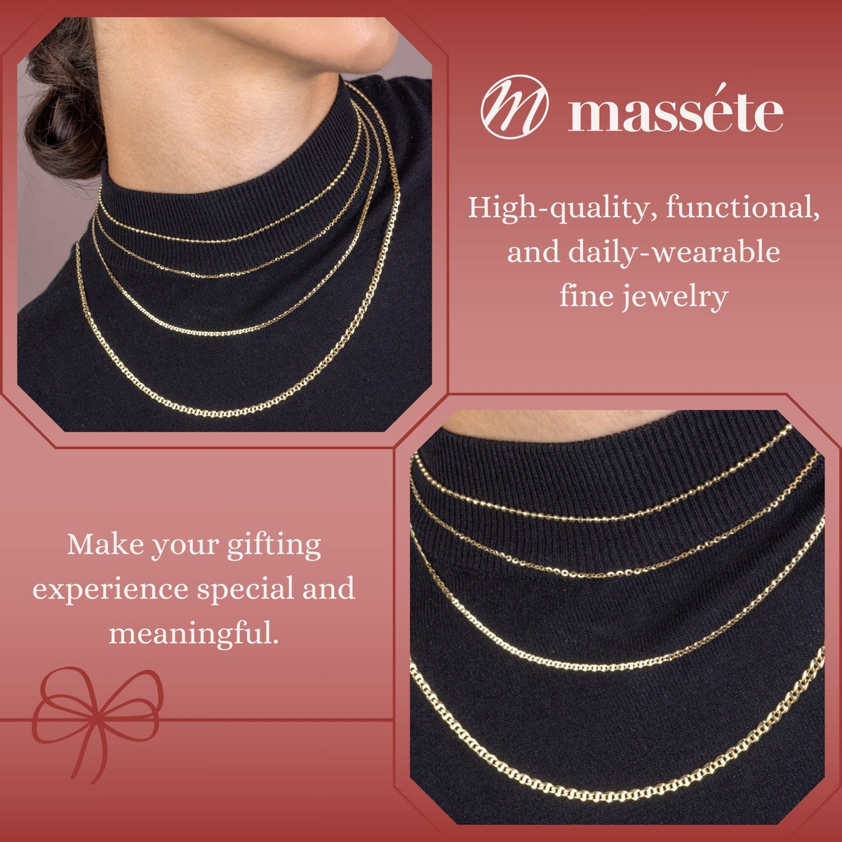 14K Solid Yellow Gold Flat Mariner Chain Necklace for Women and Girls Made in Italy - Width 2mm Length 18" by Massete