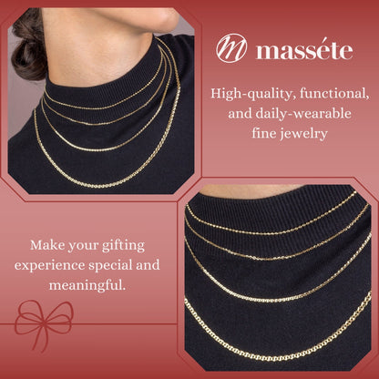 14K Solid Yellow Gold Flat Mariner Chain Necklace for Women and Girls Made in Italy - Width 2mm Length 18" by Massete