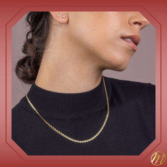 14K Solid Yellow Gold Flat Mariner Chain Necklace for Men and Women Made in Italy - Length 20in Width 3mm by Massete