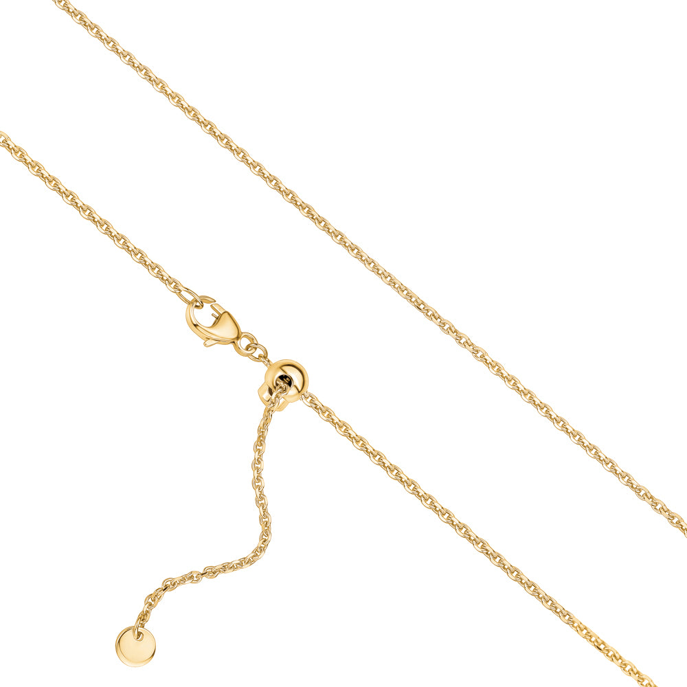 14k Solid Yellow Gold Diamond Cut Cable Chain Adjustable Length Push Button Ball Slider for Men and Women Width 1.3mm Length 20" by Massete