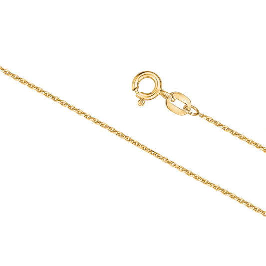 14k Solid Yellow Gold Cable Link Chain Made in Germany Width 0.9mm Length 16" by Massete