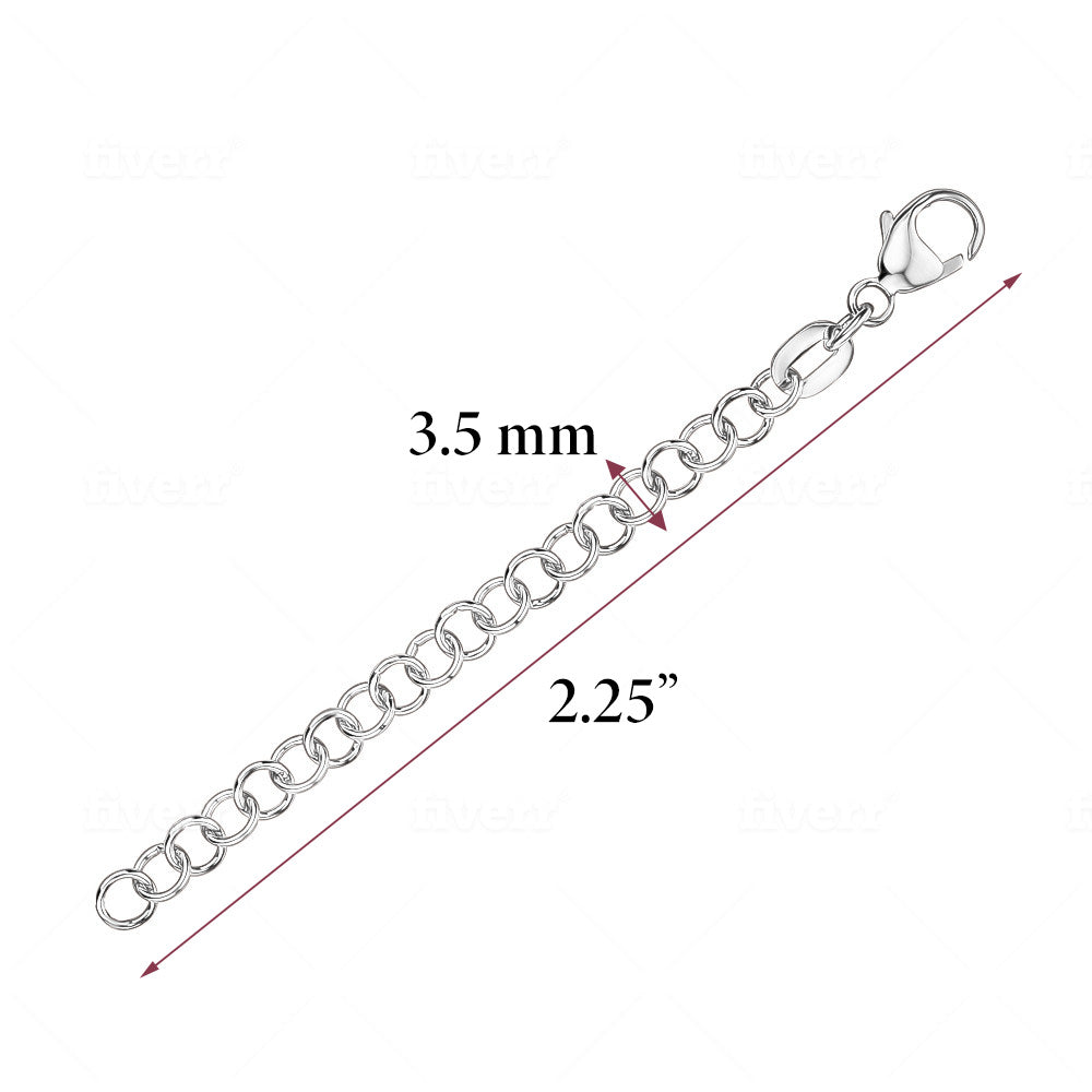 Chain Extender for Necklace Sterling Silver Rolo Width 3.6mm Length 2" by Massete