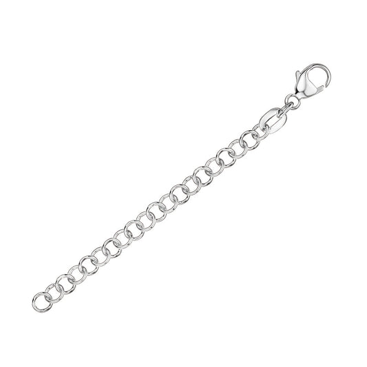 Chain Extender for Necklace Sterling Silver Rolo Width 3.6mm Length 2" by Massete