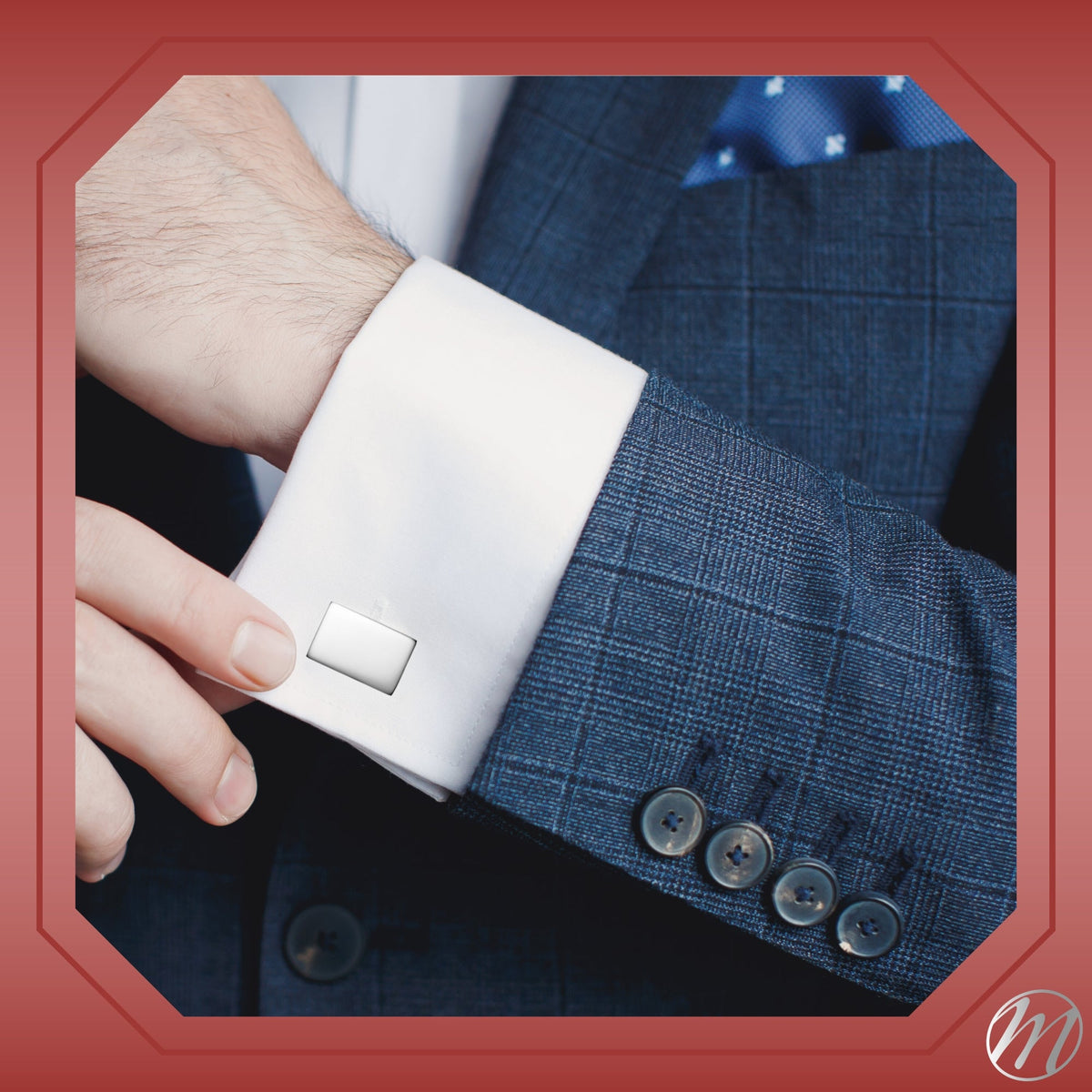 Sterling Silver Cufflinks for Men Personalized with Engraved Initials or Name Rectangle Shape Gift for Men - Made in Italy by Massete
