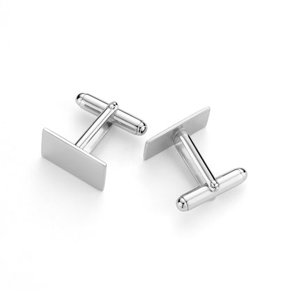Sterling Silver Cufflinks for Men Personalized with Engraved Initials or Name Rectangle Shape Gift for Men - Made in Italy by Massete