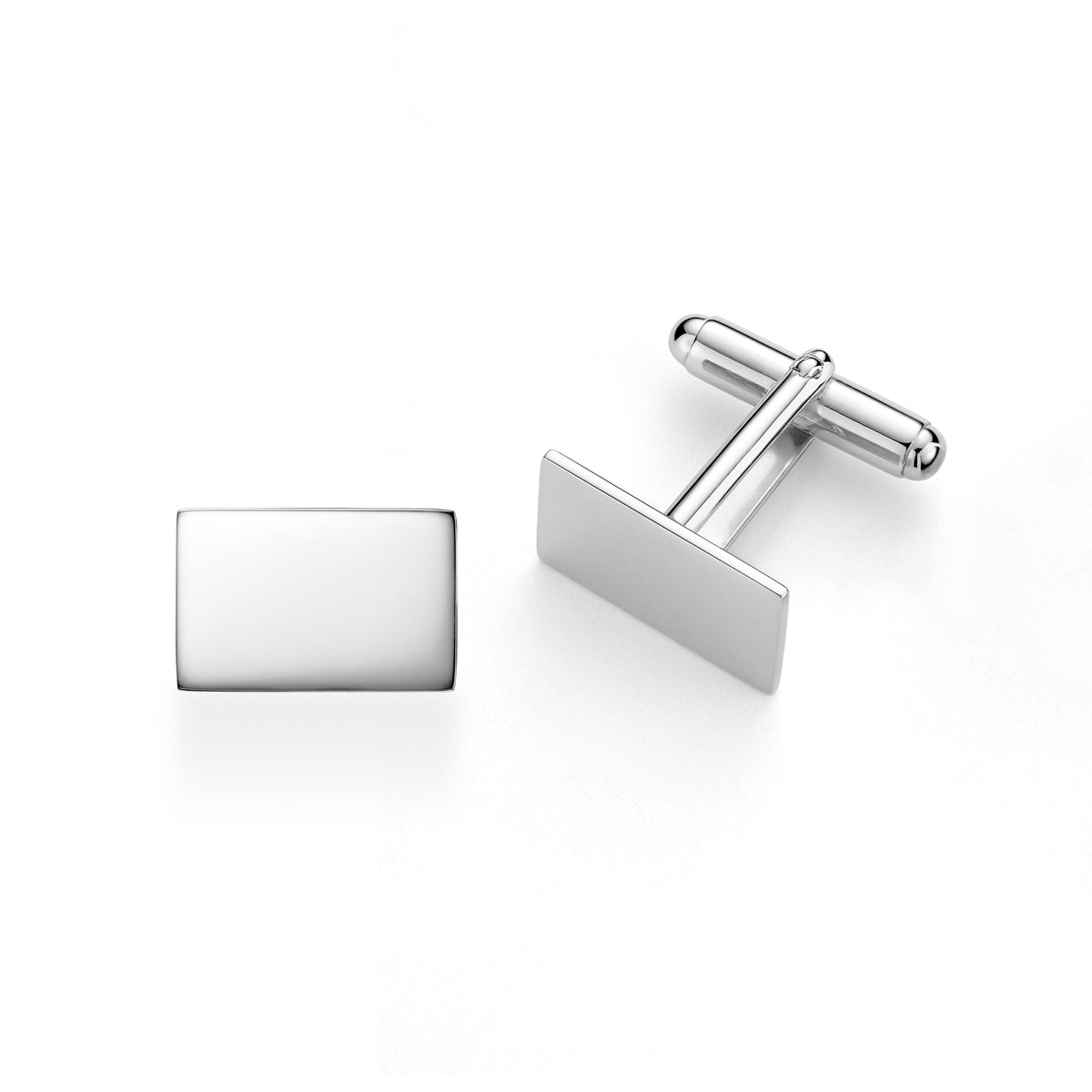 Sterling Silver Cufflinks for Men Personalized with Engraved Initials or Name Rectangle Shape Gift for Men - Made in Italy by Massete