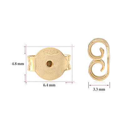 Earring Back Replacements Butterfly 18K Solid Yellow Gold Italy by Massete