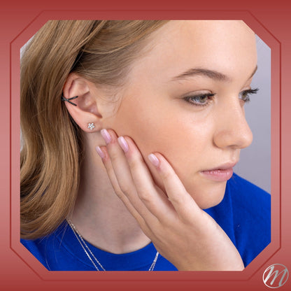 Sterling Silver Faux Conch Hoop Earrings Criss Cross with Simulated Diamonds Cartilage Ear Cuff for Non Pierced Ears by Massete