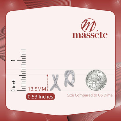 Sterling Silver Faux Conch Hoop Earrings Criss Cross with Simulated Diamonds Cartilage Ear Cuff for Non Pierced Ears by Massete