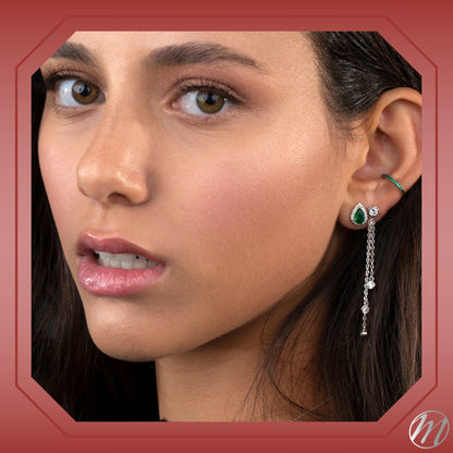 Sterling Silver Faux Conch Hoop Earrings with Simulated Diamonds Gemstones Cartilage Ear Cuff for Non Pierced Ears by Massete