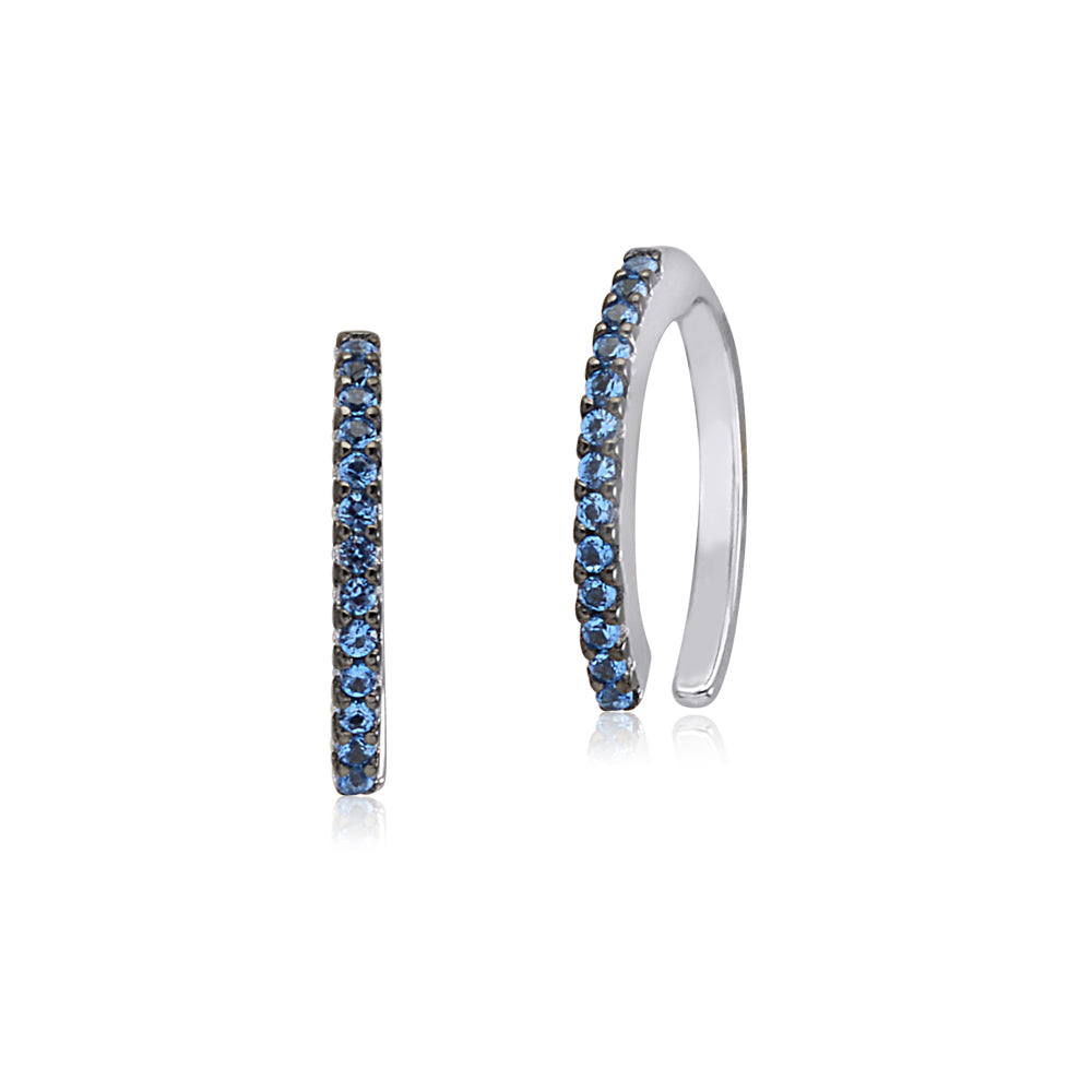 Sterling Silver Faux Conch Hoop Earrings with Simulated Diamonds Gemstones Cartilage Ear Cuff for Non Pierced Ears by Massete