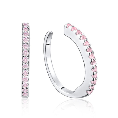 Sterling Silver Faux Conch Hoop Earrings with Simulated Diamonds Gemstones Cartilage Ear Cuff for Non Pierced Ears by Massete