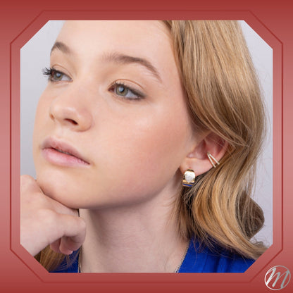 Sterling Silver Double Conch Huggie Hoop Earrings Tapered Double Row Simulated Diamonds Cartilage Ear Cuff for Non Pierced Ears Hinged by Massete