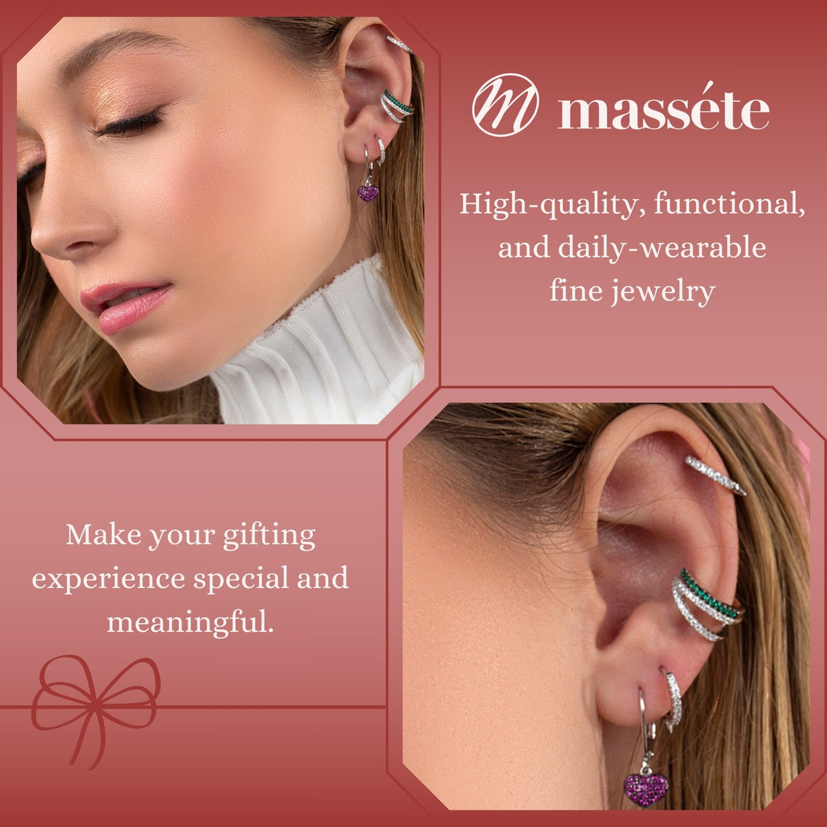 MASSETE Sterling Silver 925 Pave CZ Simulated Diamond Leverback Earrings Dangle by Massete