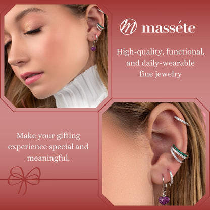 MASSETE Sterling Silver 925 Pave CZ Simulated Diamond Leverback Earrings Dangle by Massete